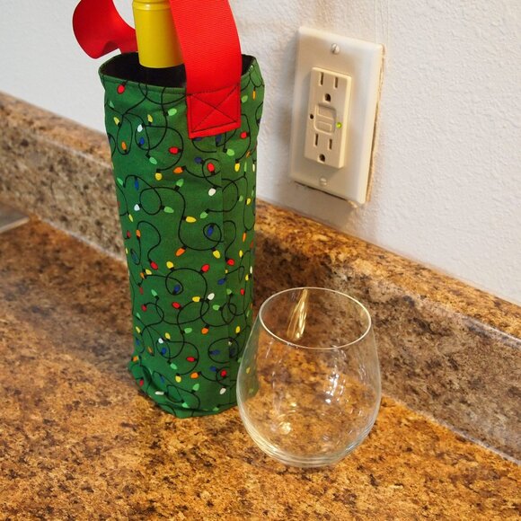 Handmade Wine Tote Bag Wine Bottle Bag Reusable Wine Bag Housewarming Gifts - Picture 1 of 7